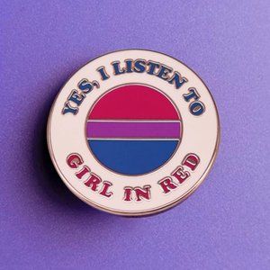 4/$25 Girl in Red Bisexual Queer Pride Enamel Pin